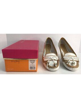 Kate Spade Dasher White Tumbled Calf Leather Loafers Driving Shoes Size 8 M